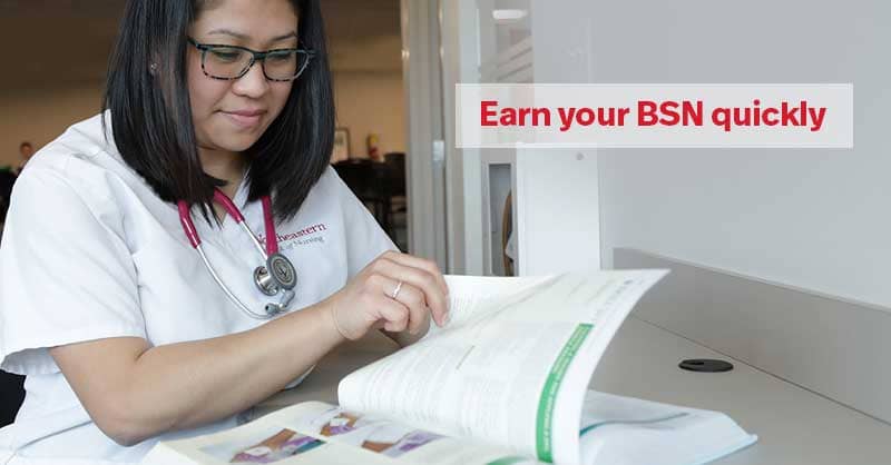 Earn your BSN quickly - Northeastern ABSN student studying