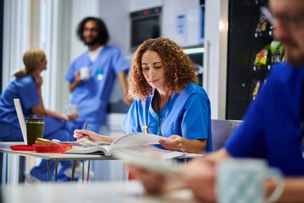 nursing students studying in common area